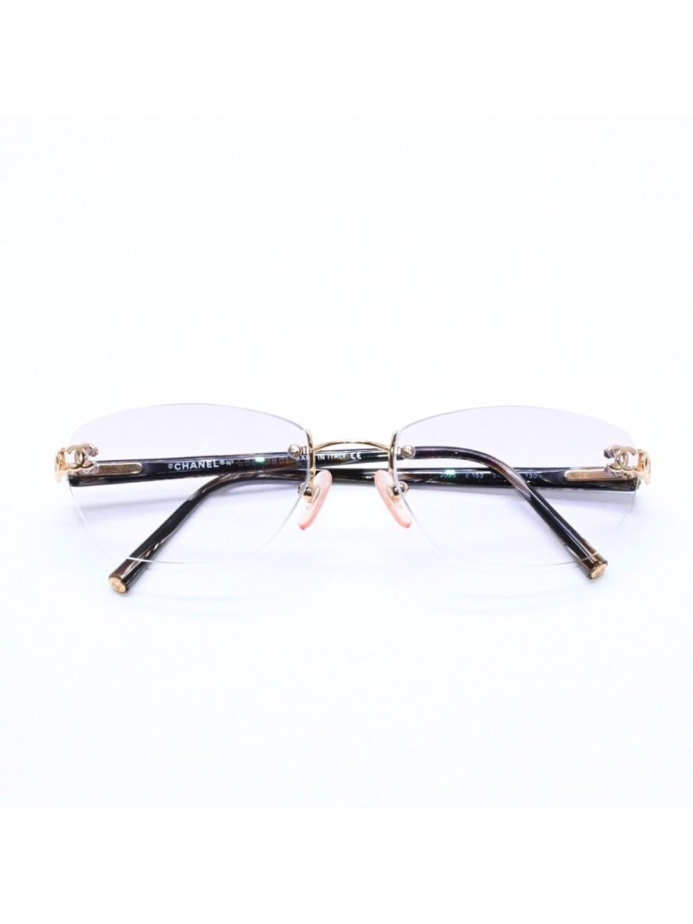 Chanel Rimless Sunglasses Eyewear CC Logo Marble Purple
